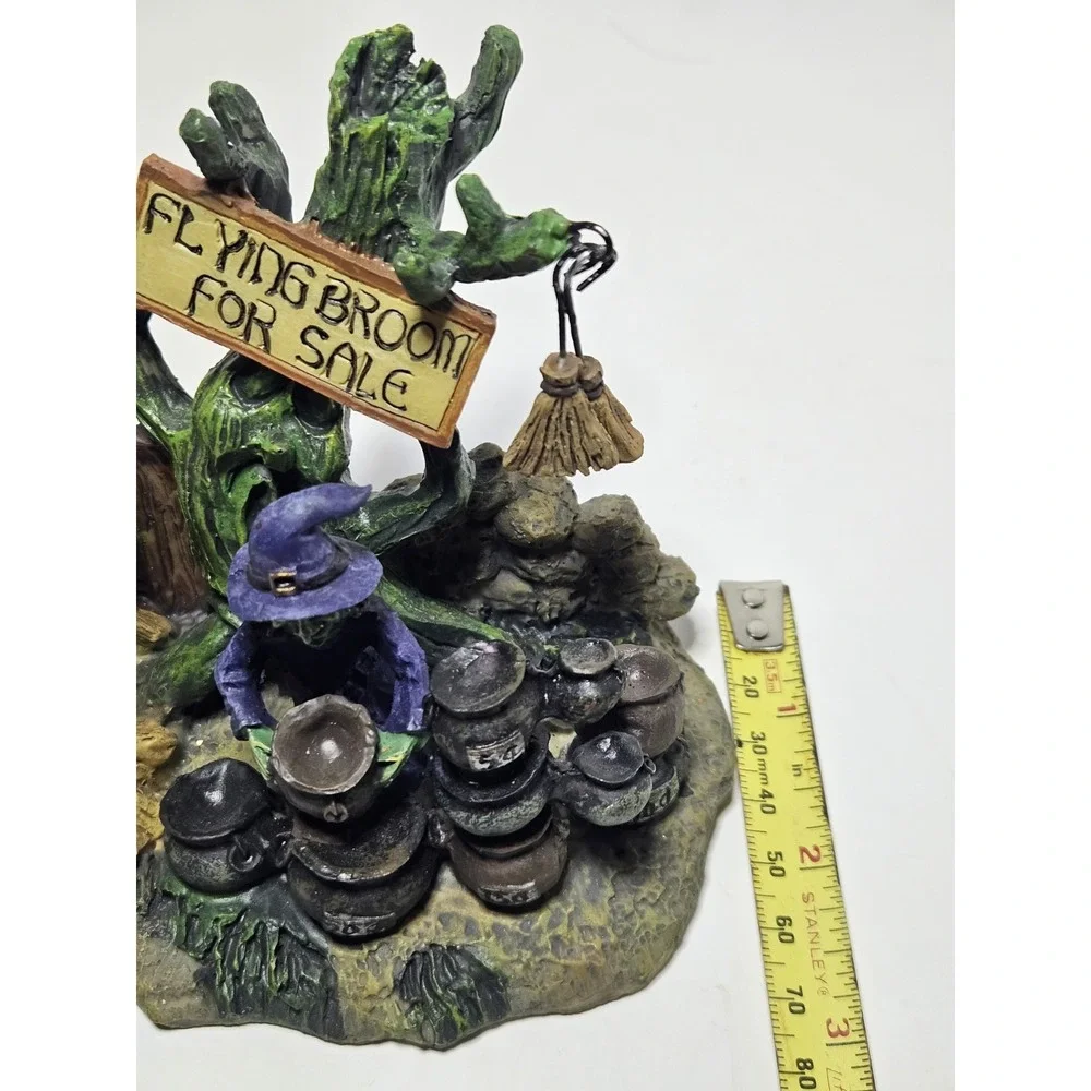 Spooky Hollow Flying Broom For Sale Witch Cauldron Halloween Village 2001
